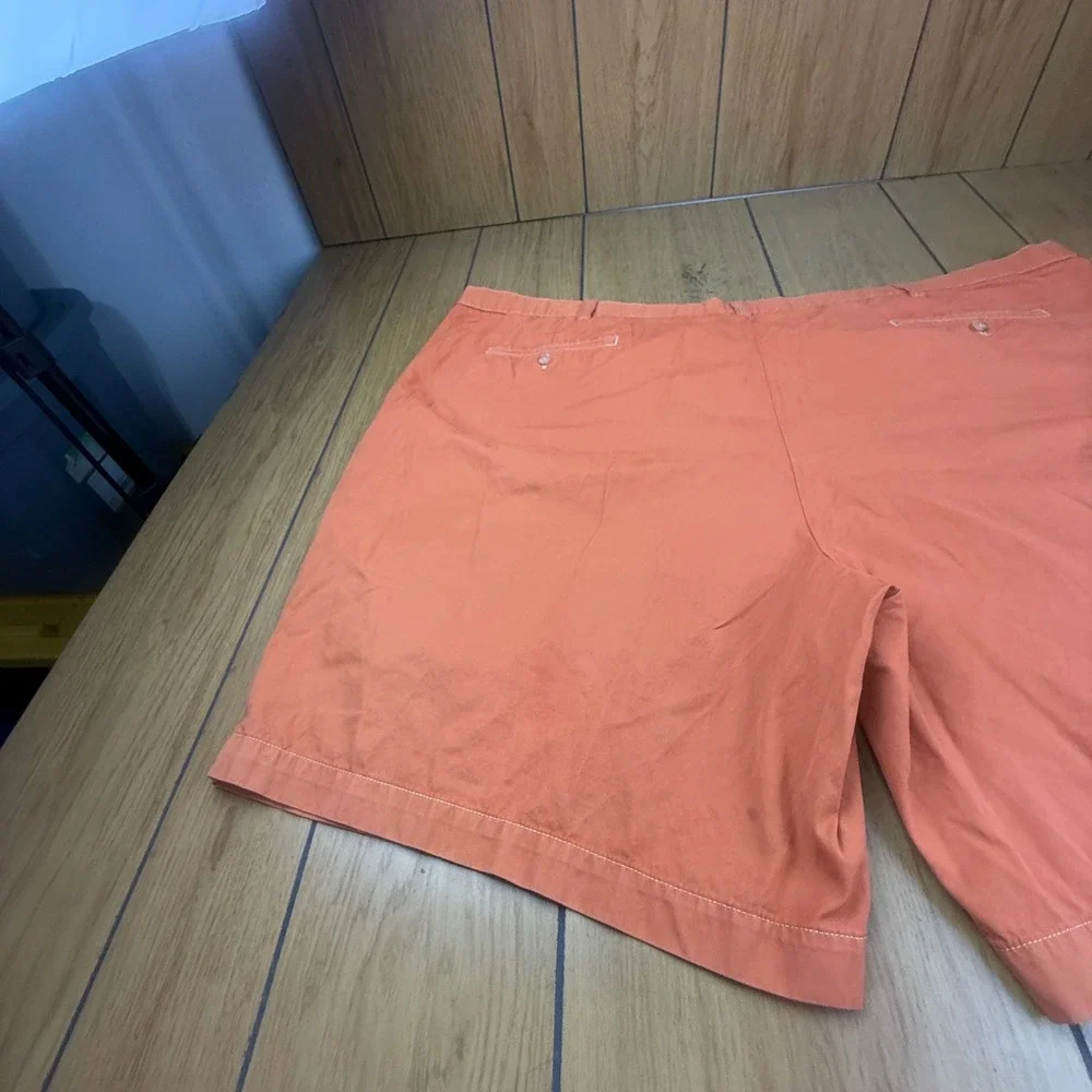 Polo Ralph Lauren Mens Big Tyler Shorts Orange Cotton Pleated Chino‎ Size 54B